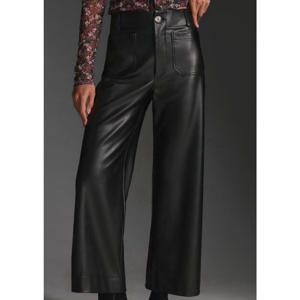 Maeve The Collette Faux Leather Wide Leg Pants Black Size 29 Petite